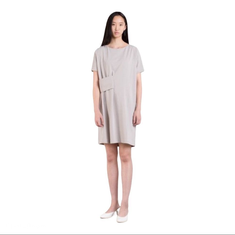 Oak + Fort Beige Short Sleeved Dress